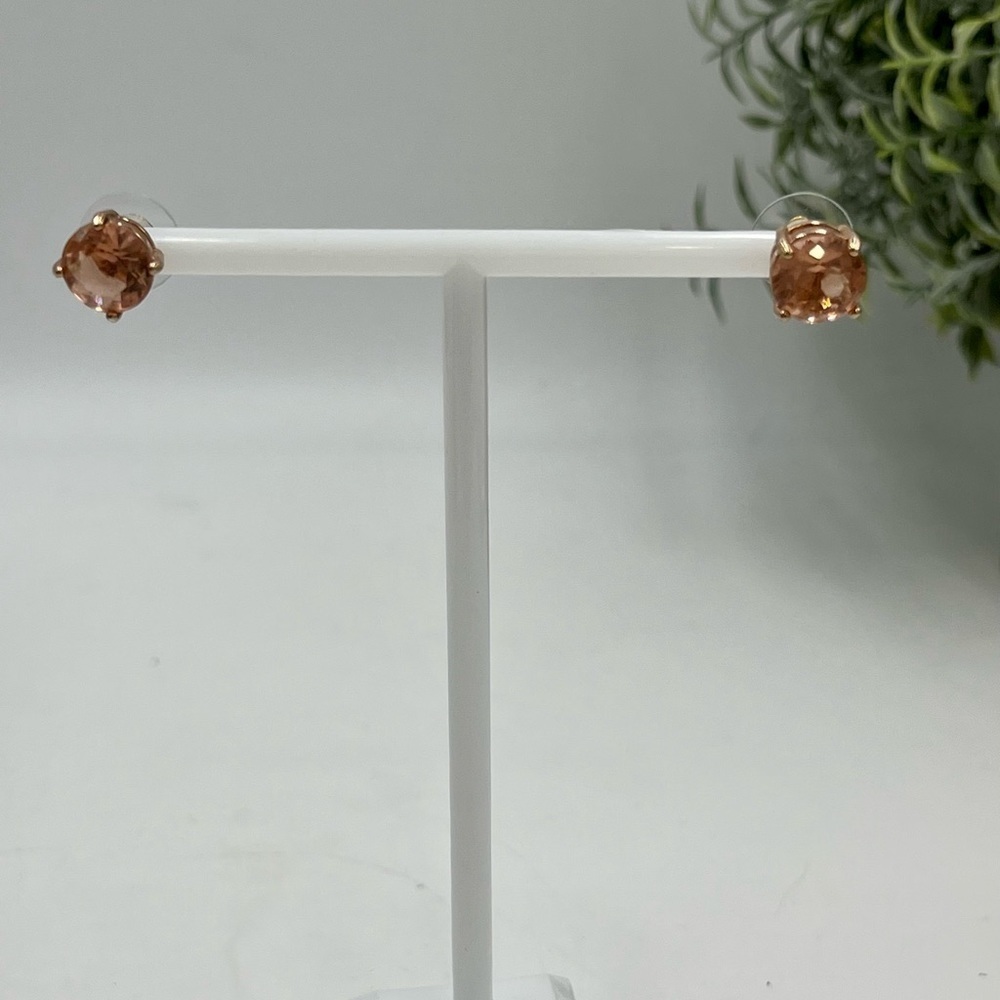 Kate Spade Gumdrop Studs Light Peach/Rose Gold Faceted Glass Stone Rise &‎ Shine